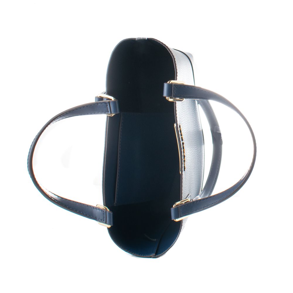 Blue Leather Tote Bag