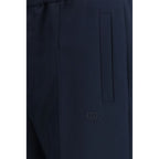 Blue Polyester Casual Pants