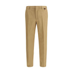 Beige Cotton Casual Pants