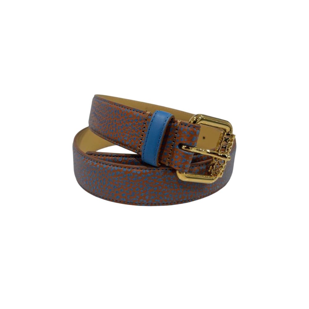 Brown Leather Women Belt with Gold Buckle