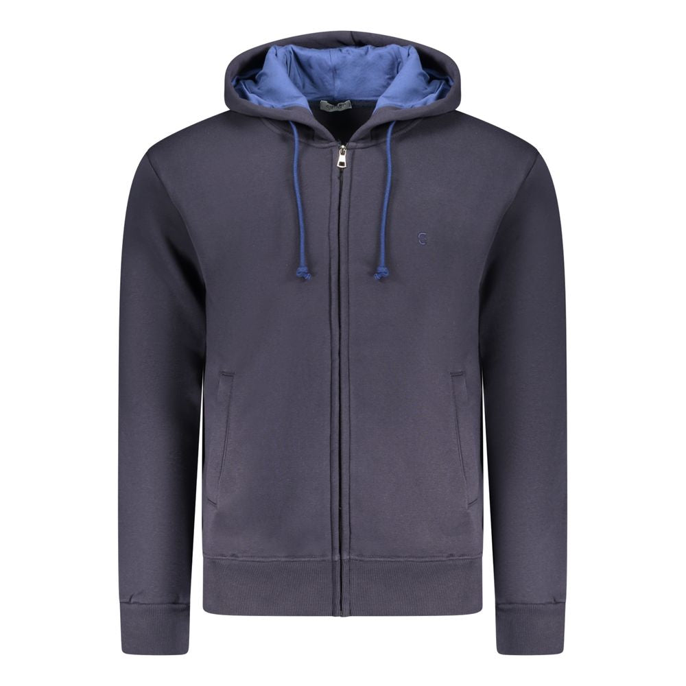 Blue Cotton Men's Hooded Sweatshirt