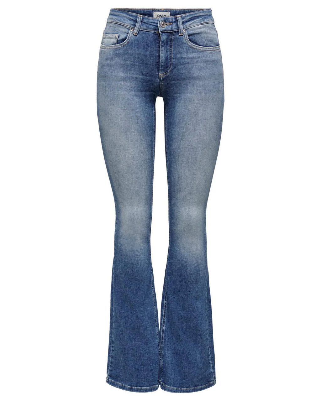 Blue Cotton Flared Jeans