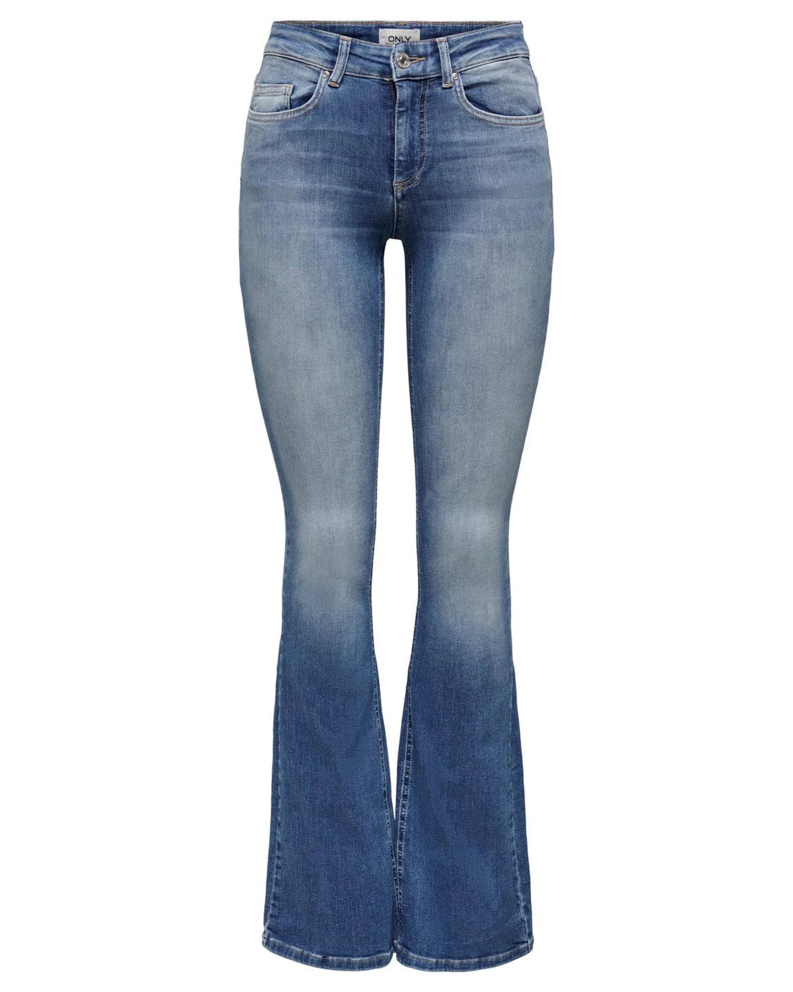 Blue Cotton Flared Jeans