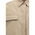 Beige Cotton Shortsleeve Shirt