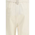 Beige Cotton Casual Pants