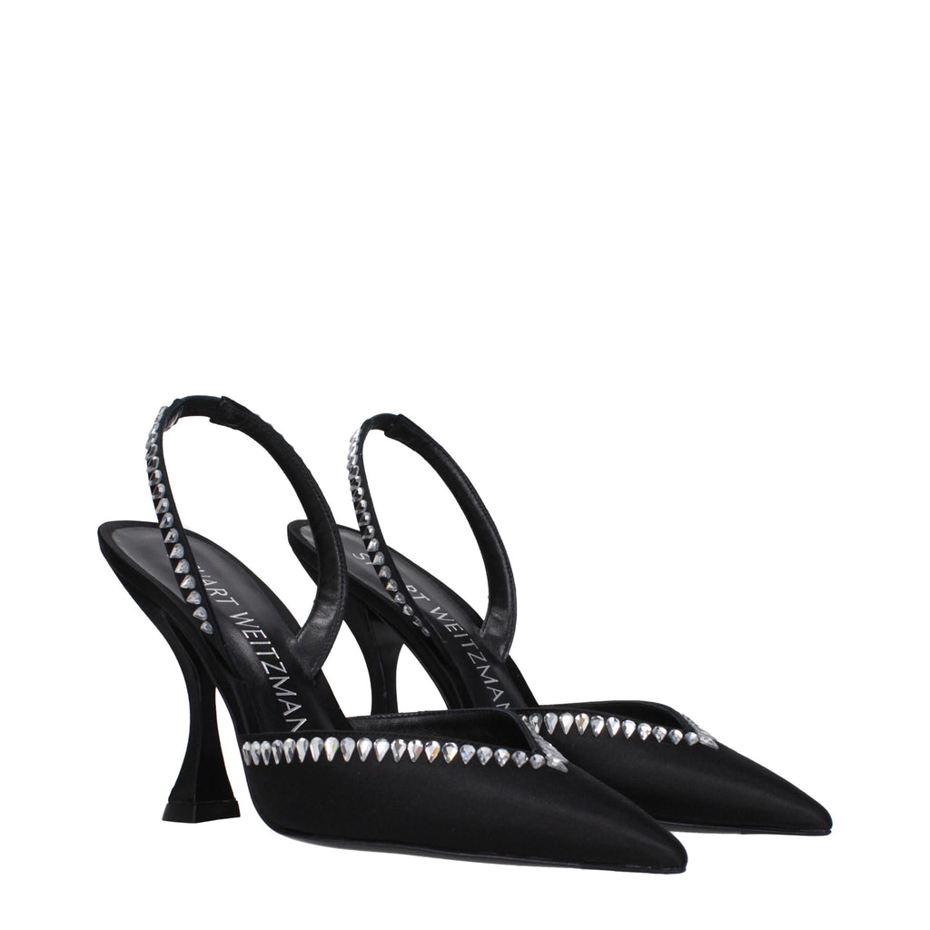Black Satin Stiletto Heel Sandals