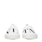 White Fabric Slip-On Loafers