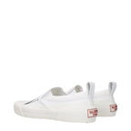 White Fabric Slip-On Loafers