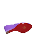 Purple Leather Wedge Sandals