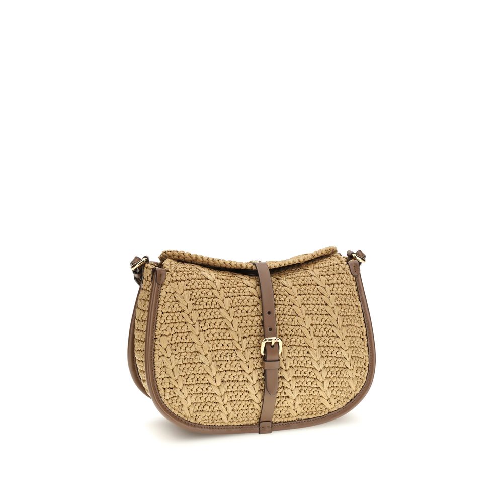 Beige Raffia Shoulder Bag