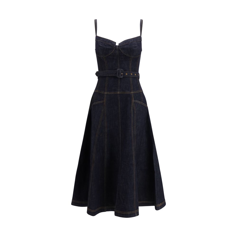Blue Cotton Casual Dress