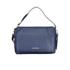 Blue Polyurethane Women Shoulder Bag