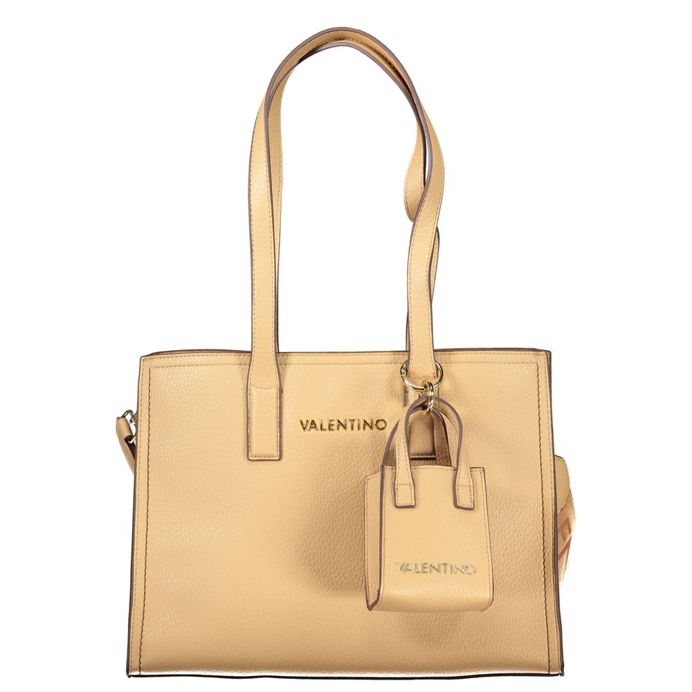 Beige Polyurethane Women Handbag