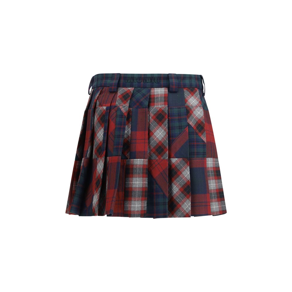 Multicolor Fleece Wool Mini Skirt