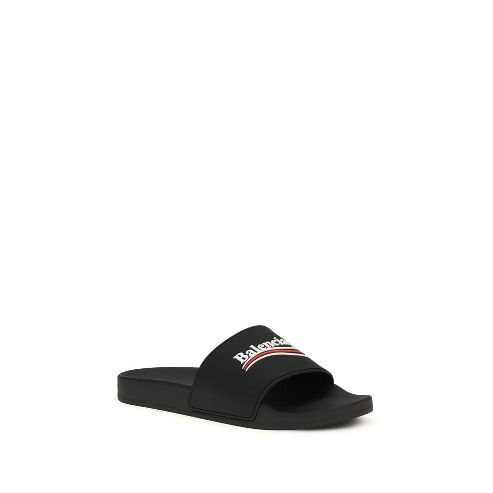 Black Polyurethane Sandals