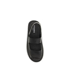 Black Calf Leather Bos Taurus Flat Sandals