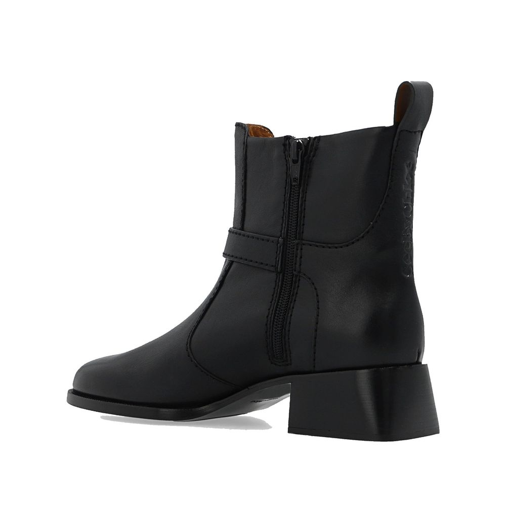 Black Calfskin Ankle Boots