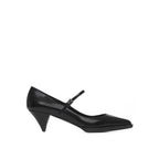 Black Calfskin Mid Heel Pumps