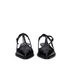 Black Calfskin Mid Heel Pumps