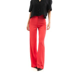 Red Polyester Casual Pants