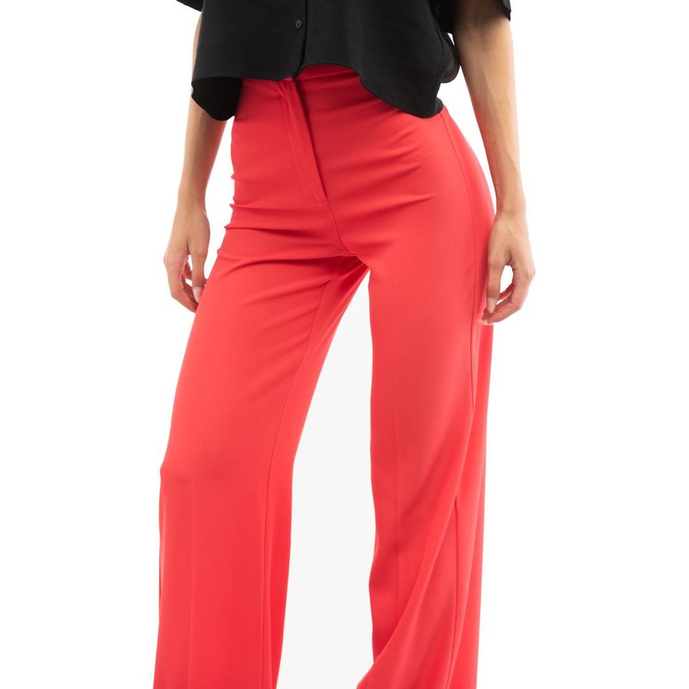 Red Polyester Casual Pants