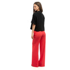 Red Polyester Casual Pants