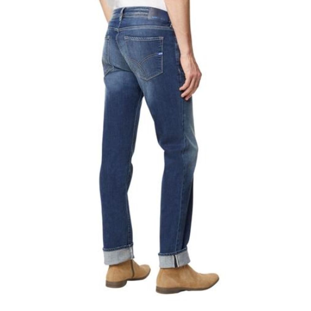 Blue Cotton Straight-Leg Jeans