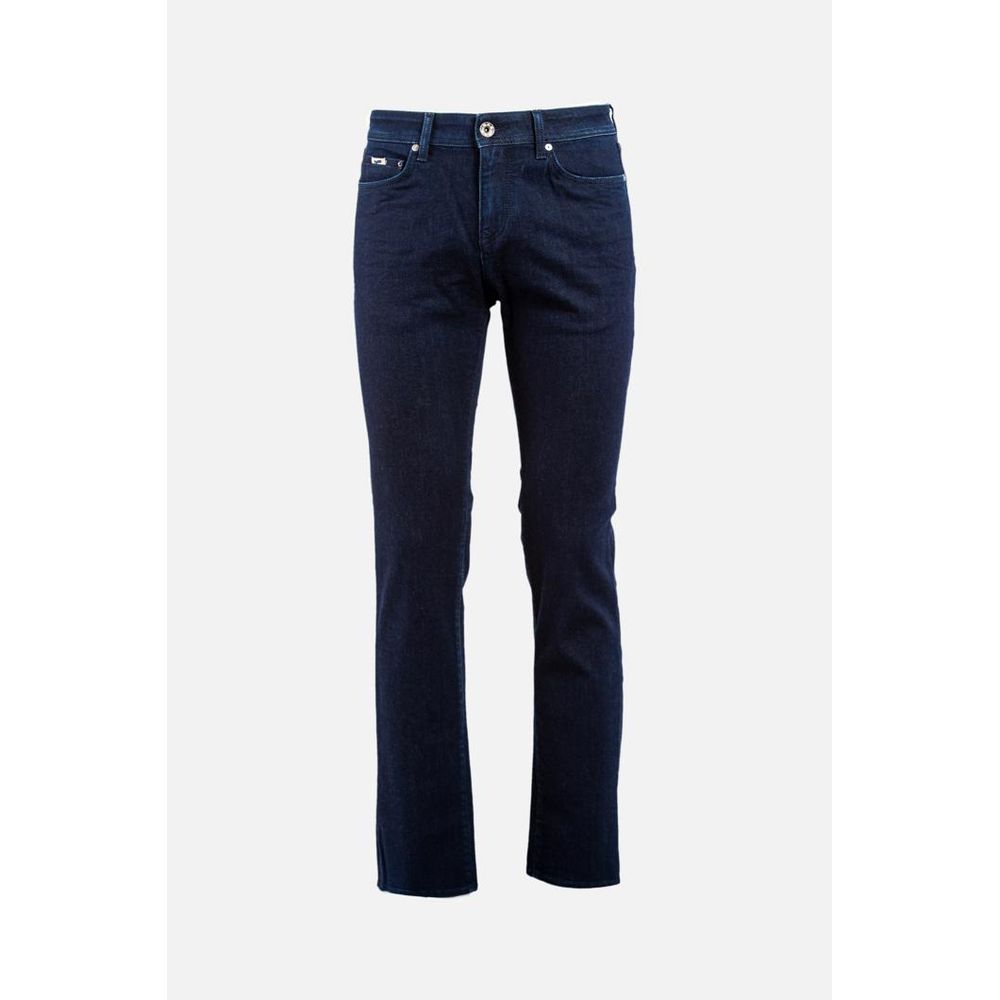 Blue Cotton Straight-Leg Jeans