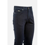 Blue Cotton Straight-Leg Jeans