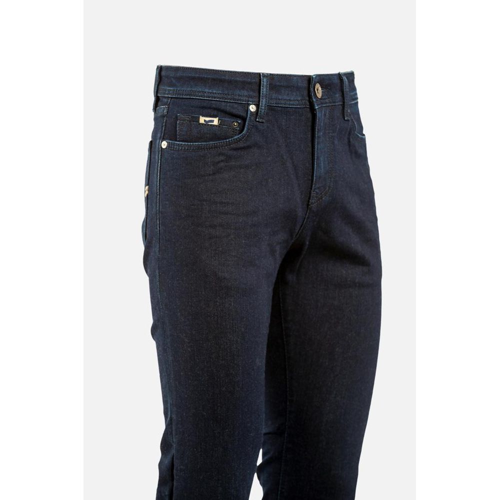 Blue Cotton Straight-Leg Jeans