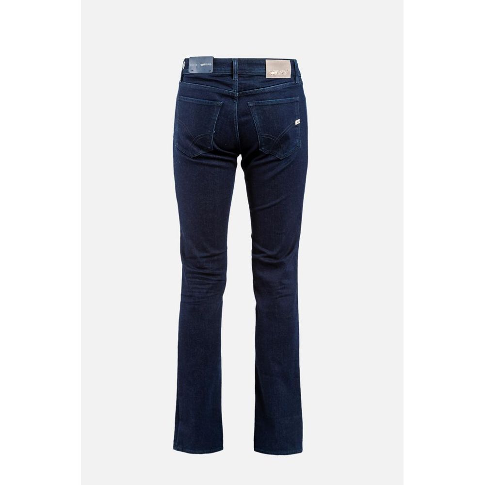 Blue Cotton Straight-Leg Jeans