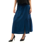 Blue Viscose Long Skirt