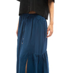 Blue Viscose Long Skirt