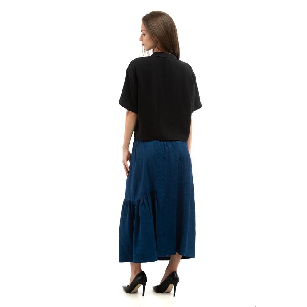 Blue Viscose Long Skirt