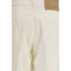 White Cotton Straight-Leg Jeans