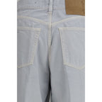Blue Cotton Straight-Leg Jeans