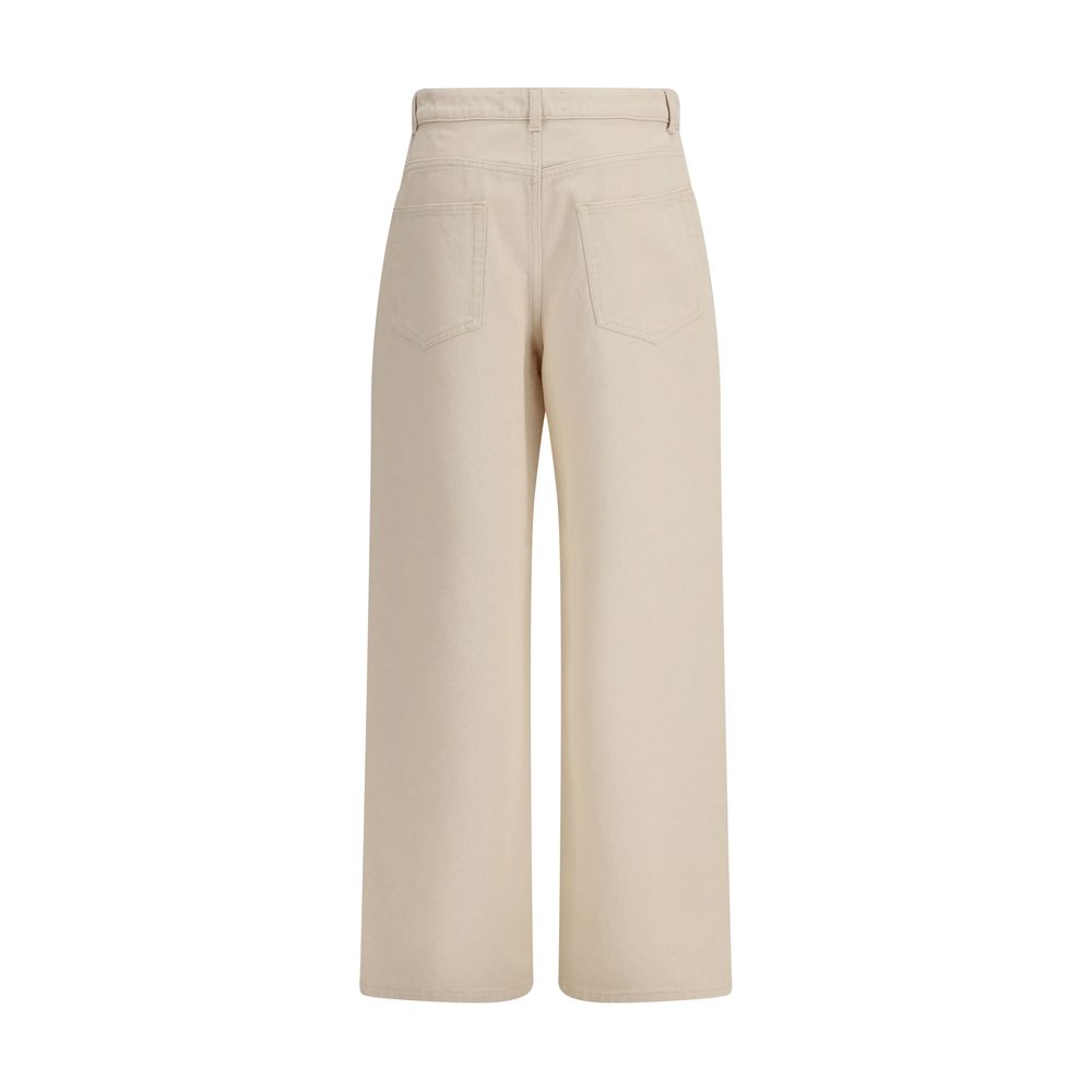 Beige Cotton Casual Pants