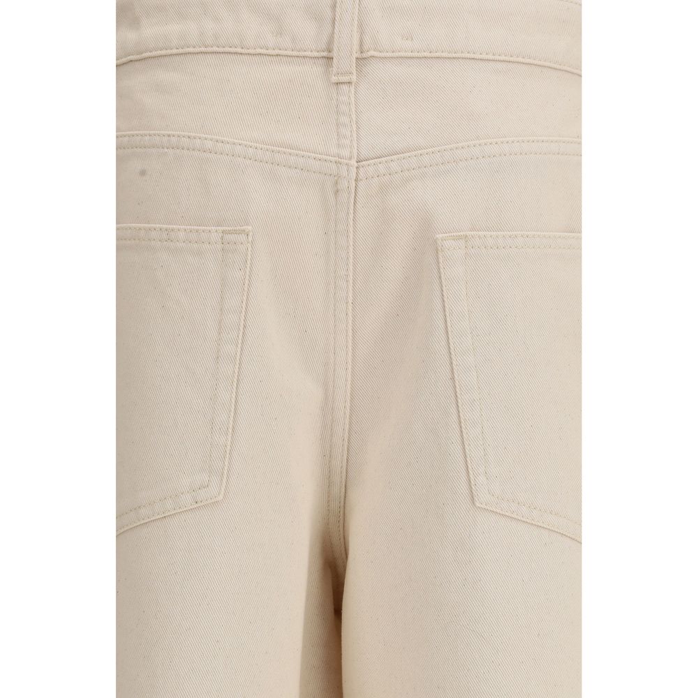 Beige Cotton Casual Pants