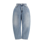 Blue Cotton Straight-Leg Jeans