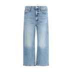 Blue Cotton Cropped Jeans