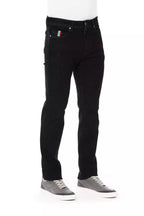 Black Cotton Straight-Leg Jeans