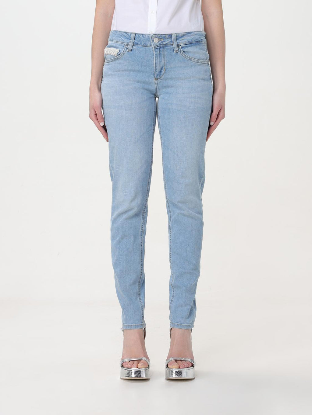 Blue Cotton Straight-Leg Jeans