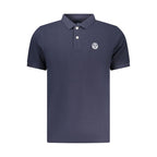 Blue Cotton Men Polo Shirt