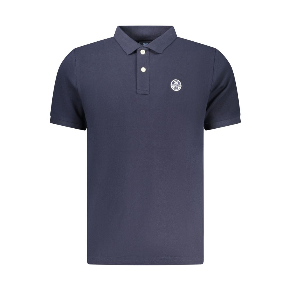 Blue Cotton Men Polo Shirt