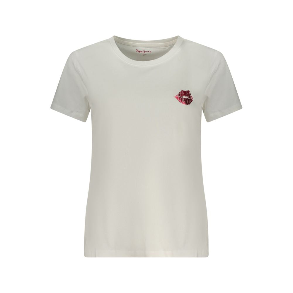 White Cotton Women T-Shirt