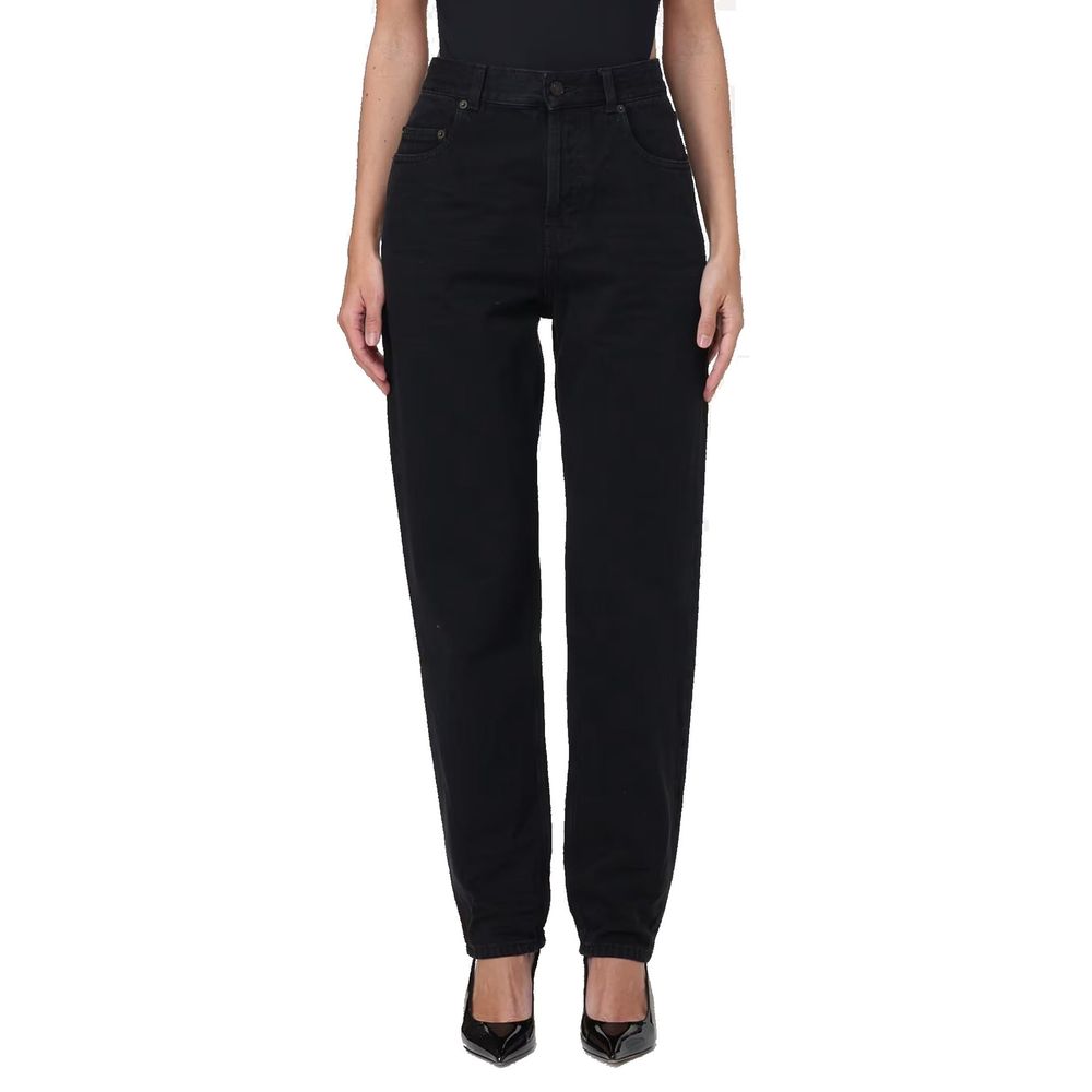 Black Cotton Straight-Leg Jeans