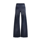 Blue Cotton Flared Jeans