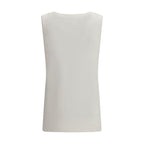 White Linen Sleeveles T-Shirt