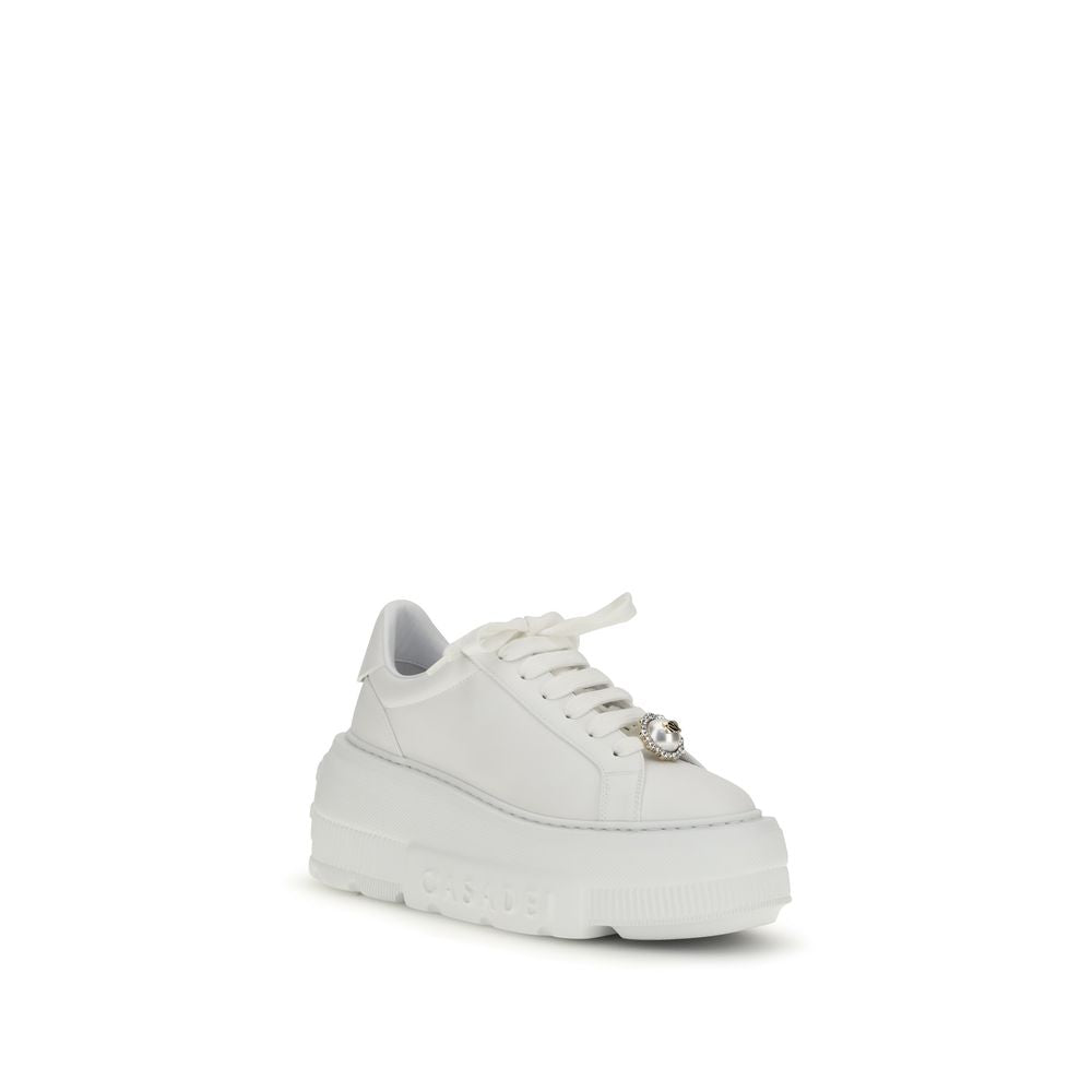White Calf Leather Bos Taurus Platform Sneakers
