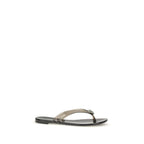 Black Polyurethane Flat Sandals
